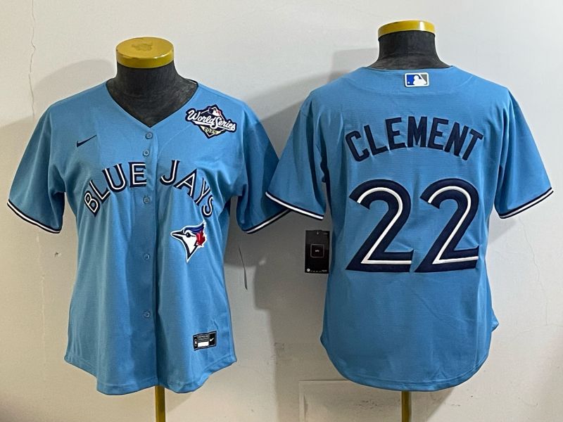 Women 2025 Nike Toronto Blue Jays #22 Clement Light Blue Game MLB Jersey 03->women mlb jersey->Women Jersey